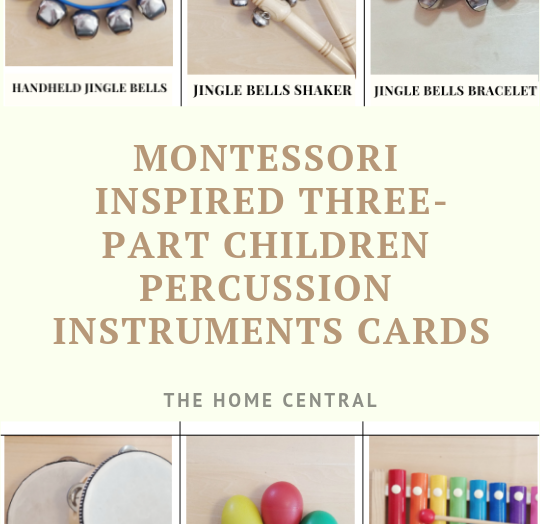 Montessori Inspired Three-Part Children Percussion Instruments Cards
